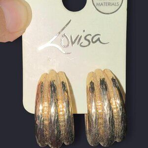 Lovisa Gold Plated Ridged Hoop Earrings. NEW! NEVER USED!